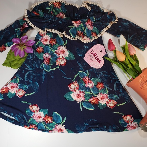 1st Kiss Other - 3/$35 1st Kisses Blue Floral Dress, Size 4T
